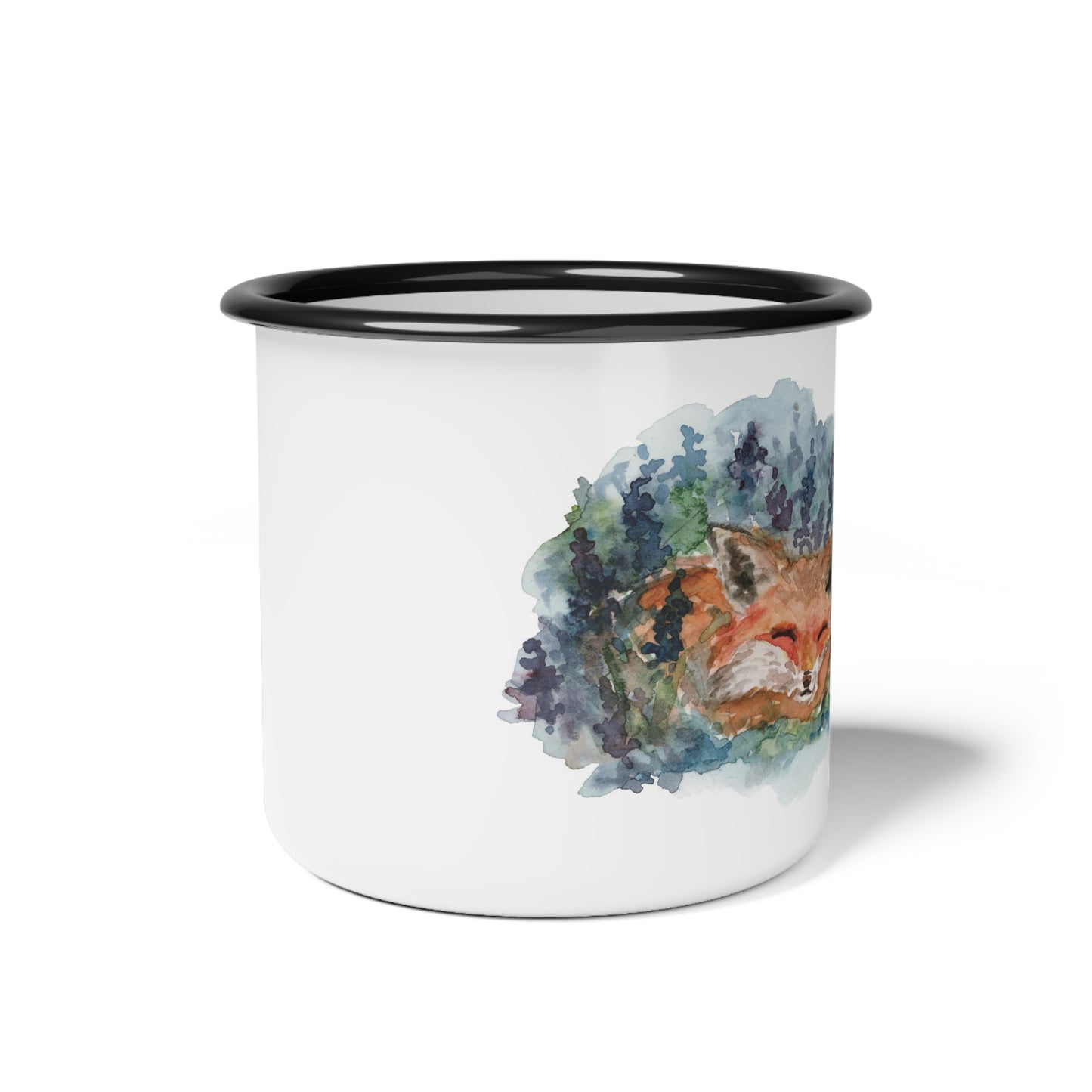 Sleeping Fox Enamel Camp Cup By Lora Cavallin - Dishwasher Safe