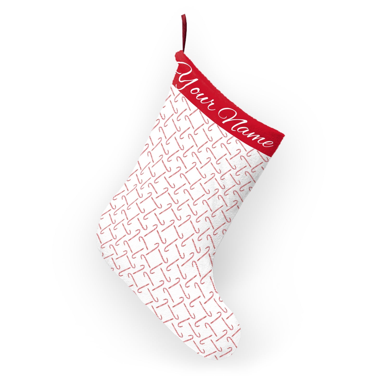 Personalized Candy Cane Christmas Stockings - Watercolor Art - Lora Cavallin