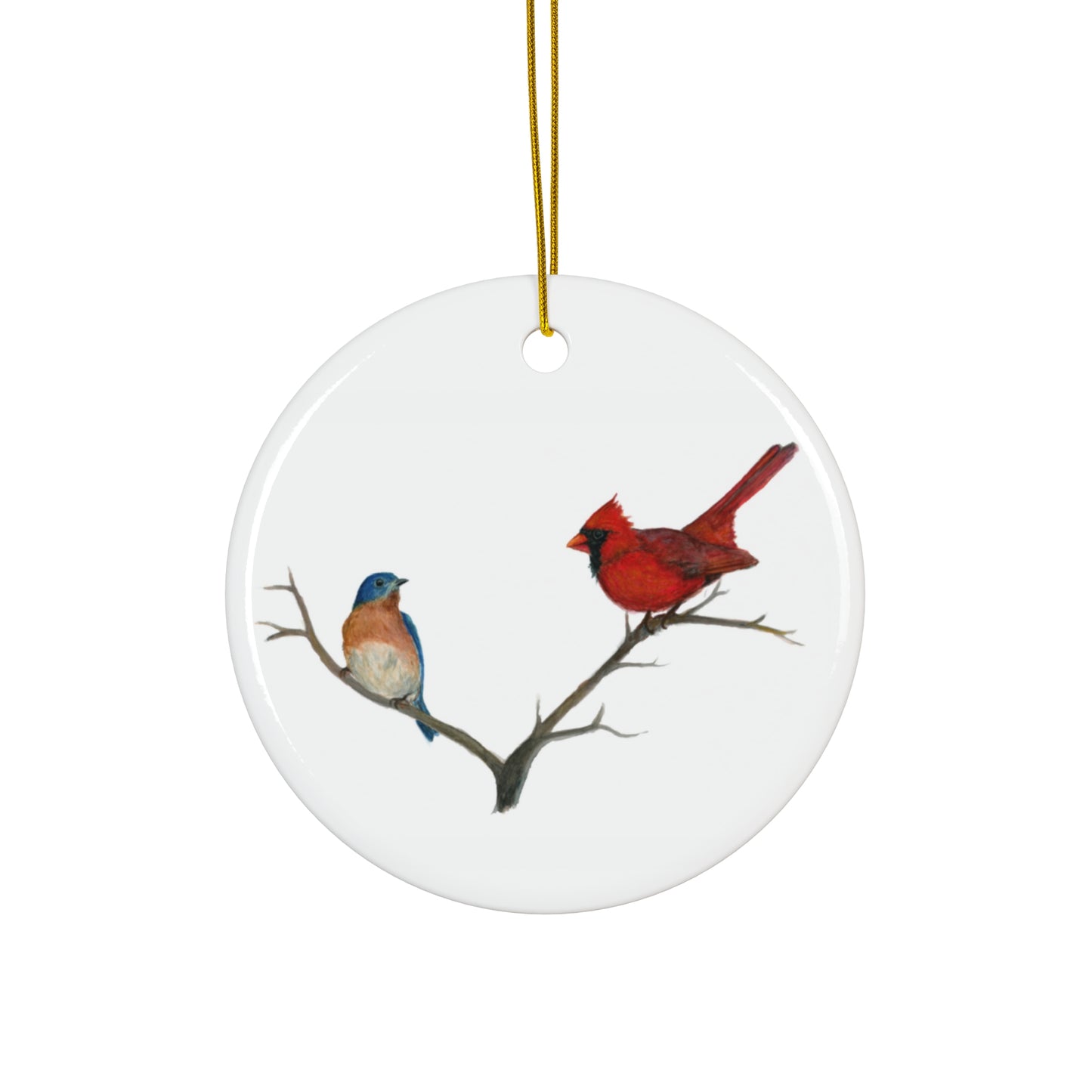Copy of Ceramic Ornament, Red Robin with Santa Hat