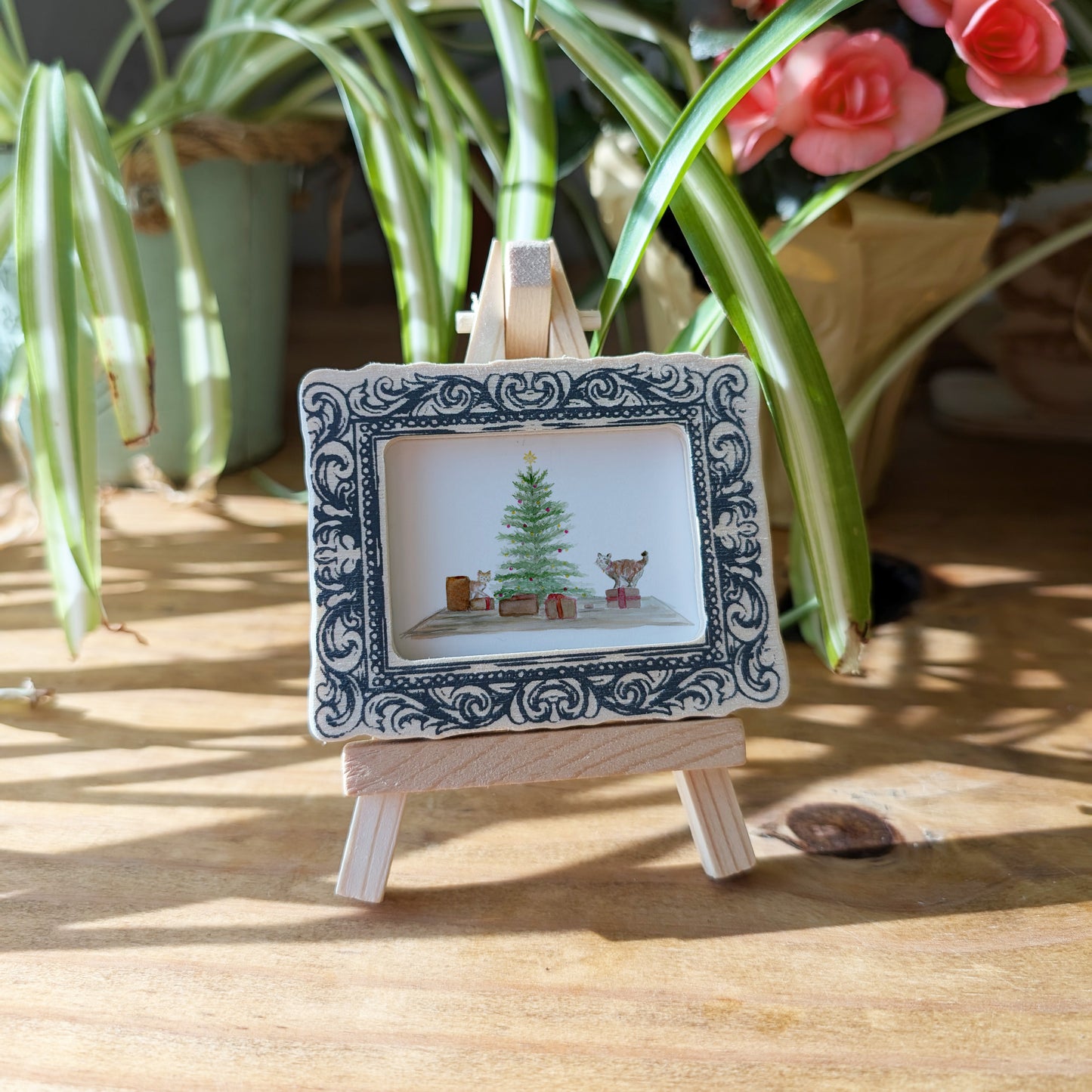 a picture frame with a picture of a christmas tree