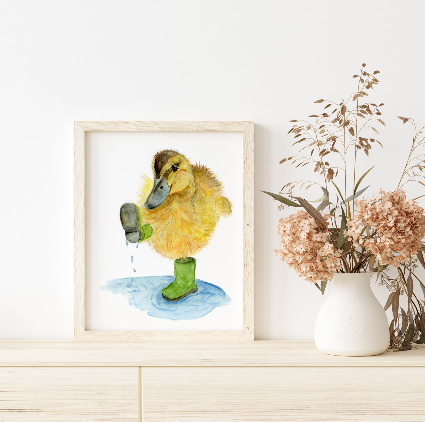 Baby Duckling with Boots on - Lora Cavallin Art
