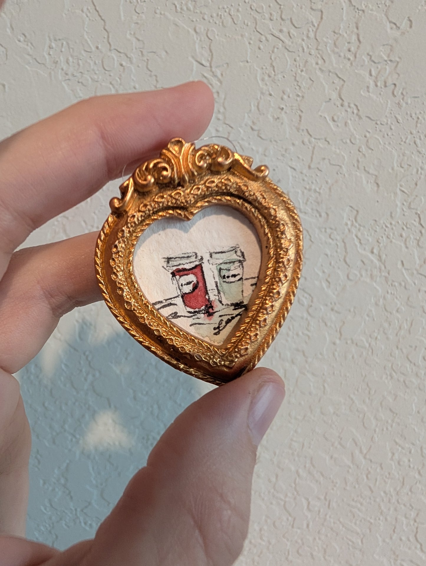 Mini Coffee Painting - Original Watercolor Art by Lora Cavallin