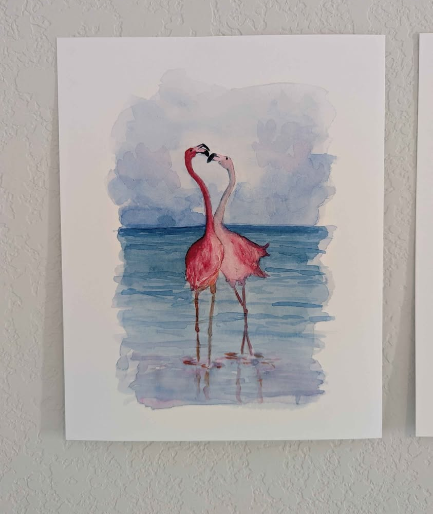Pair Flamingo Art Prints - Pastel Colors