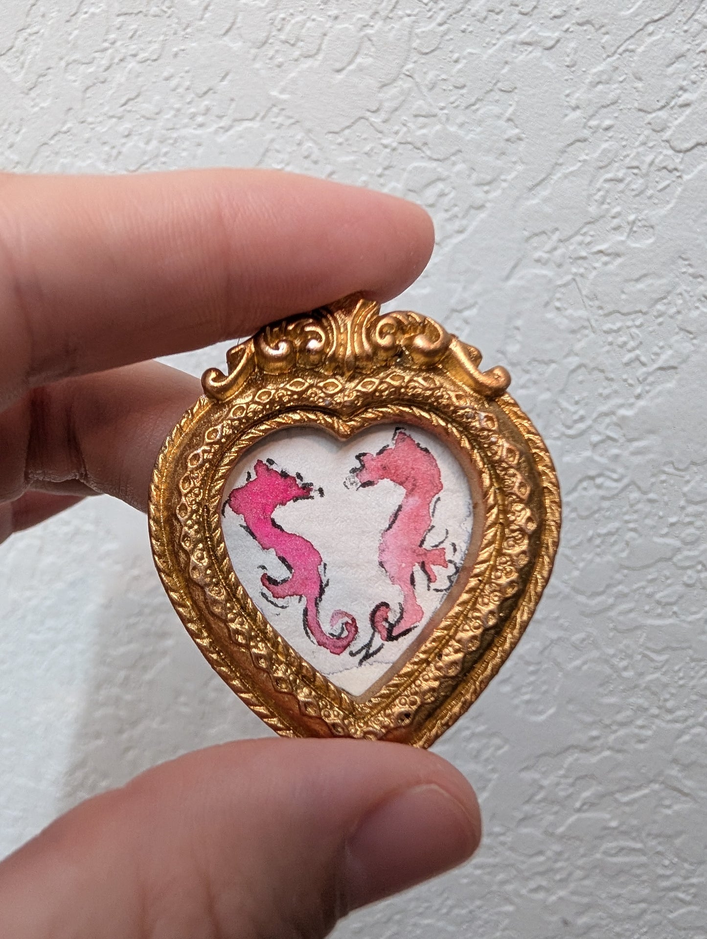 Mini Seahorse Painting - Original Watercolor Art by Lora Cavallin