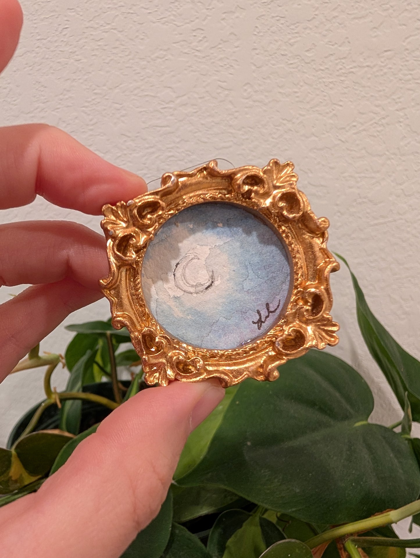 Mini Moon Painting - Original Watercolor Art by Lora Cavallin