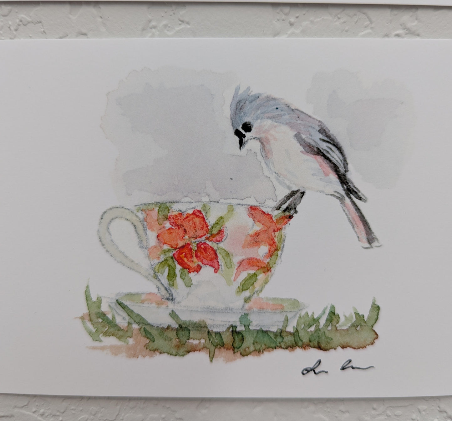 Six Bird and Teacup Art Prints - Signed