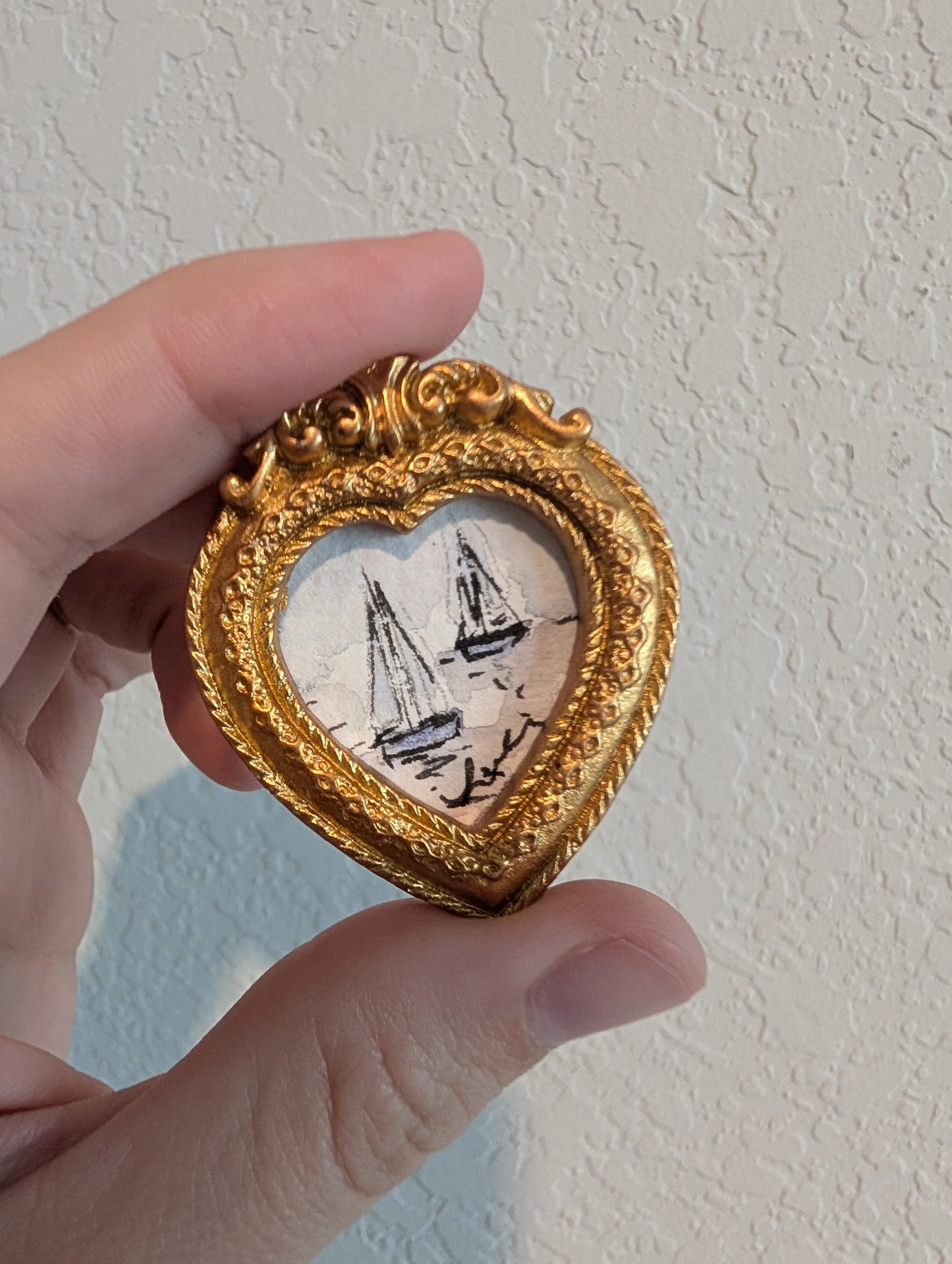 Mini Sailboat Painting - Original Watercolor Art by Lora Cavallin