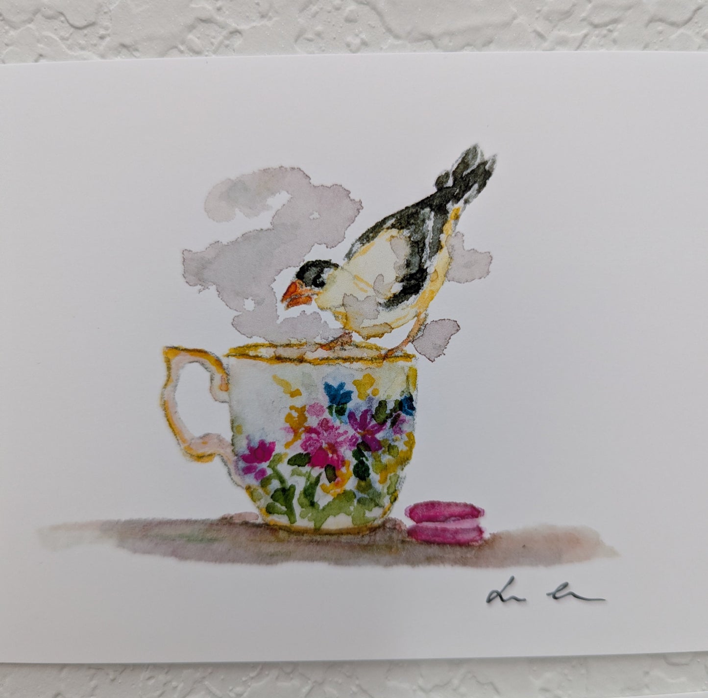 Six Bird and Teacup Art Prints - Signed
