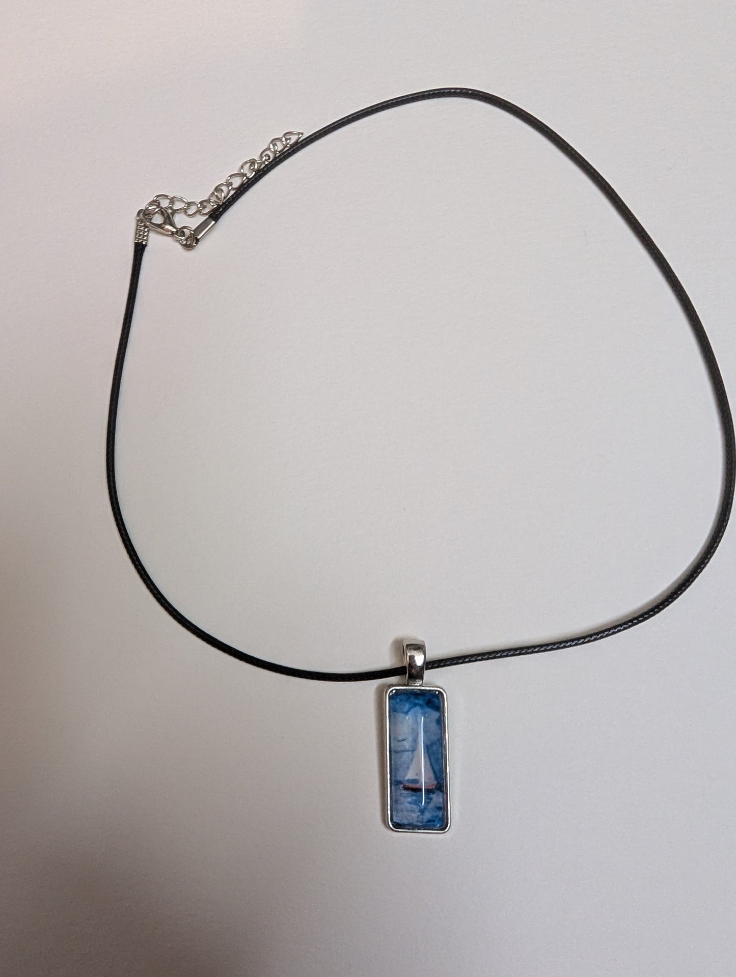 Sailboat at Night Pendant Necklace - Lora Cavallin Art