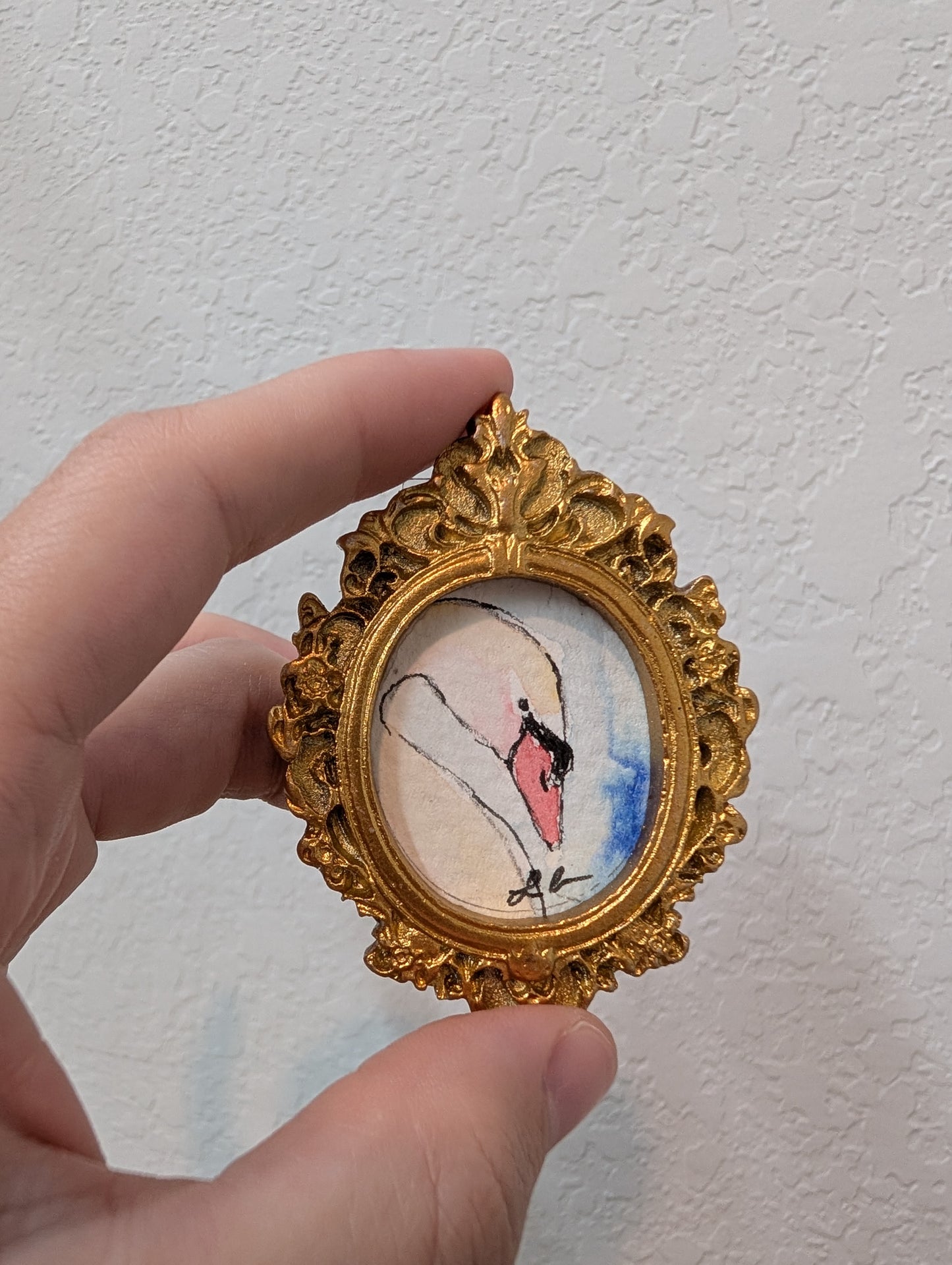 Mini Swan Painting - Tiny Original Watercolor Art