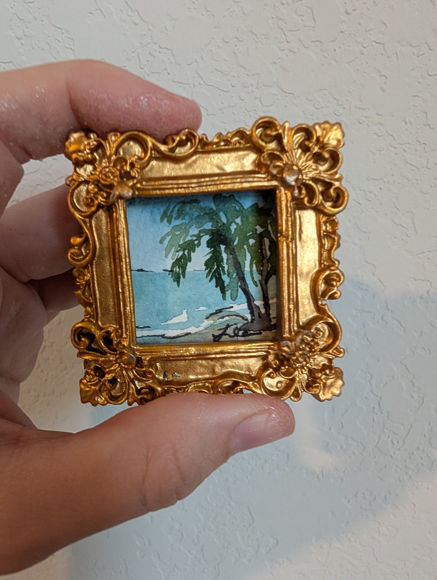 Mini Landscape Painting - Original Watercolor Art by Lora Cavallin