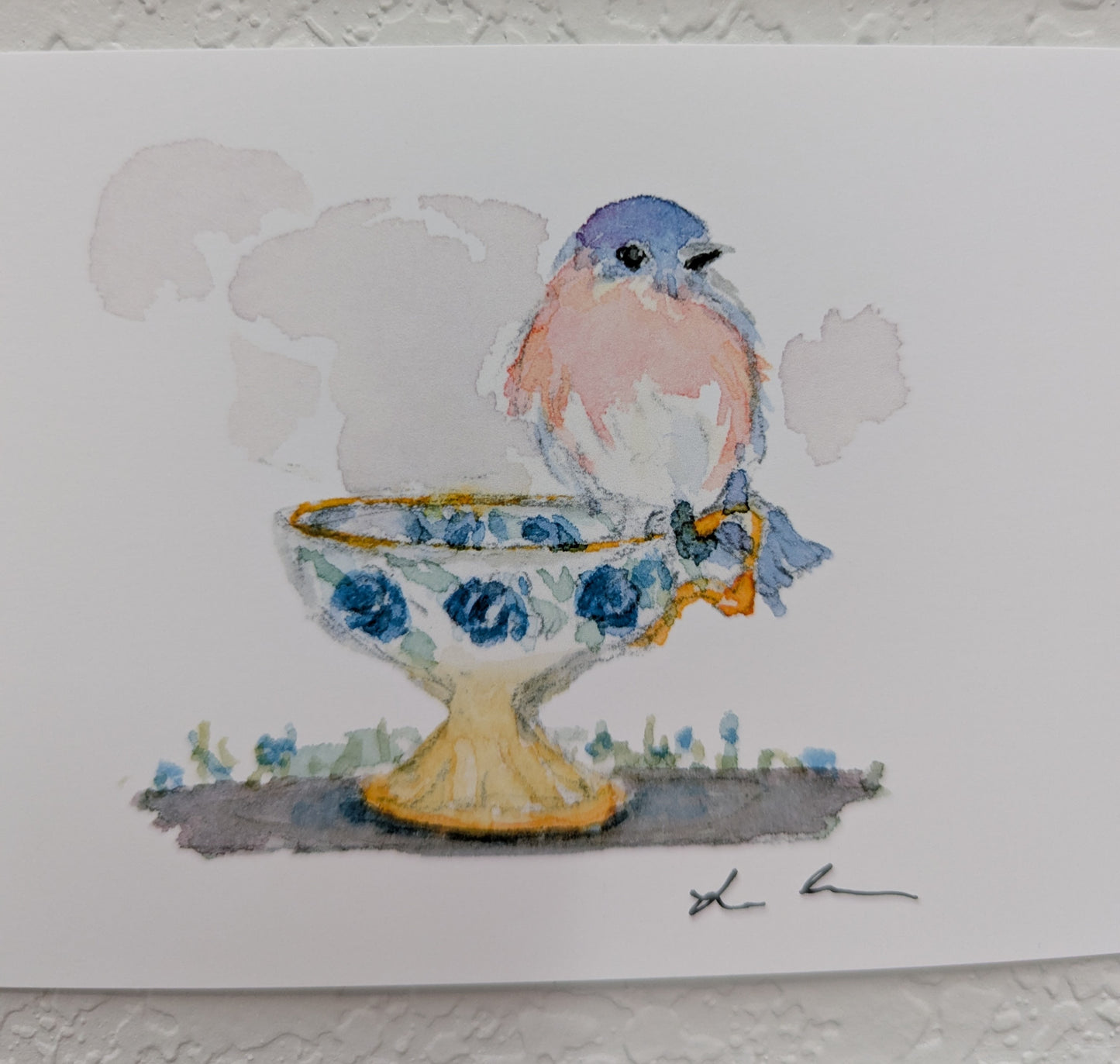 Six Bird and Teacup Art Prints - Signed