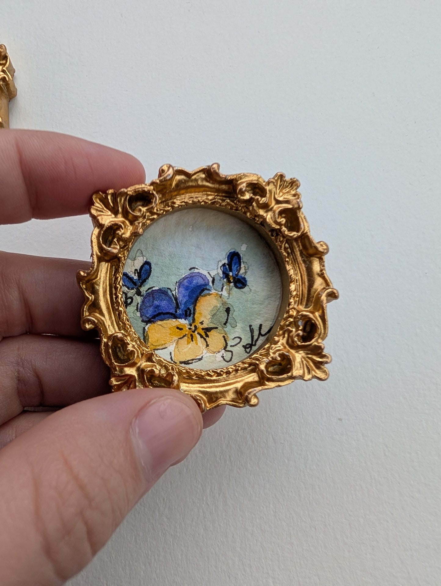 Mini Floral Painting - Original Watercolor Art by Lora Cavallin