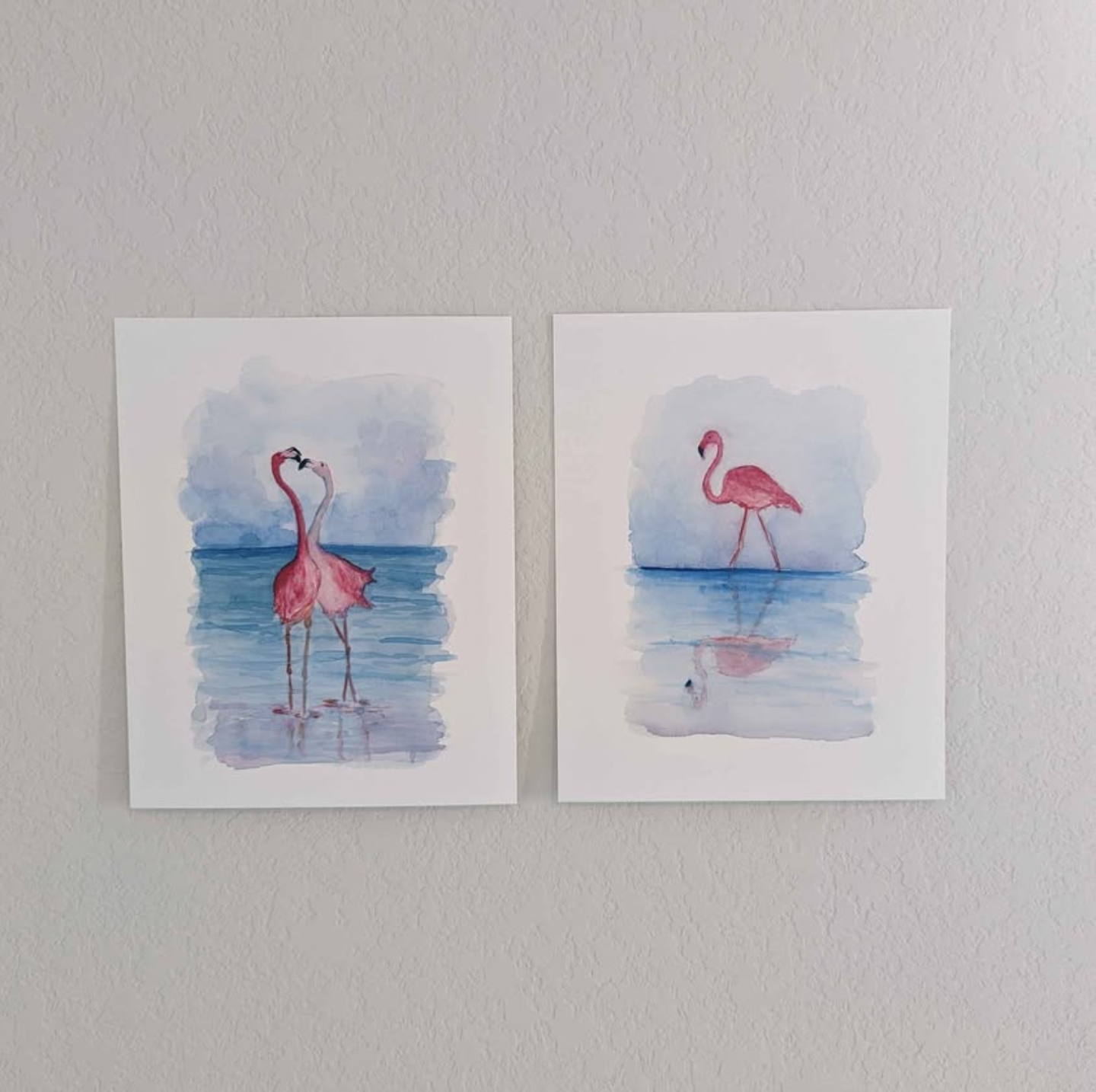 Pair Flamingo Art Prints - Pastel Colors