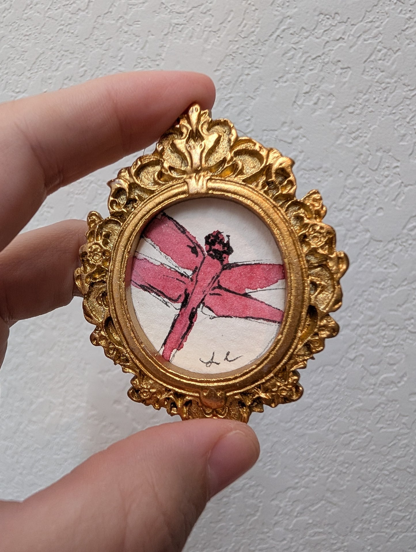 Mini Dragonfly Painting - Original Watercolor Art by Lora Cavallin