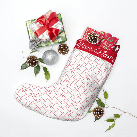 Personalized Candy Cane Christmas Stockings - Watercolor Art - Lora Cavallin