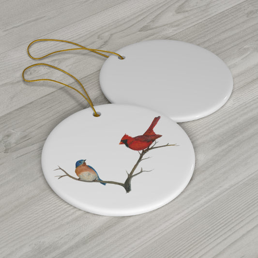 Copy of Ceramic Ornament, Red Robin with Santa Hat