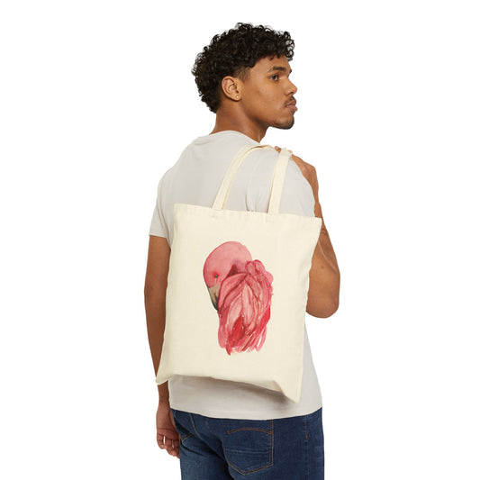 Flamingo Watercolor Canvas Tote Bag