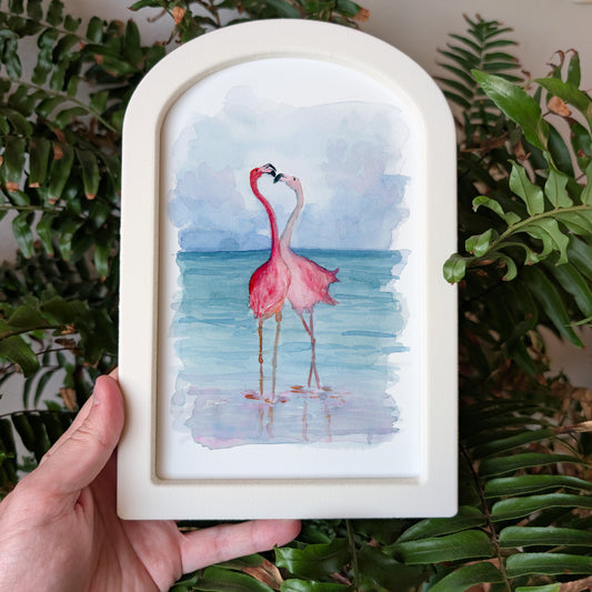 Flamingos in Love - Large Arched Frame