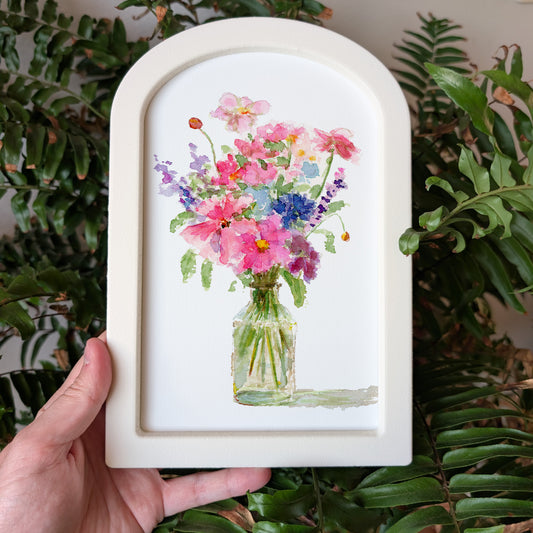 Flowers in Vase - Large Arched Frame