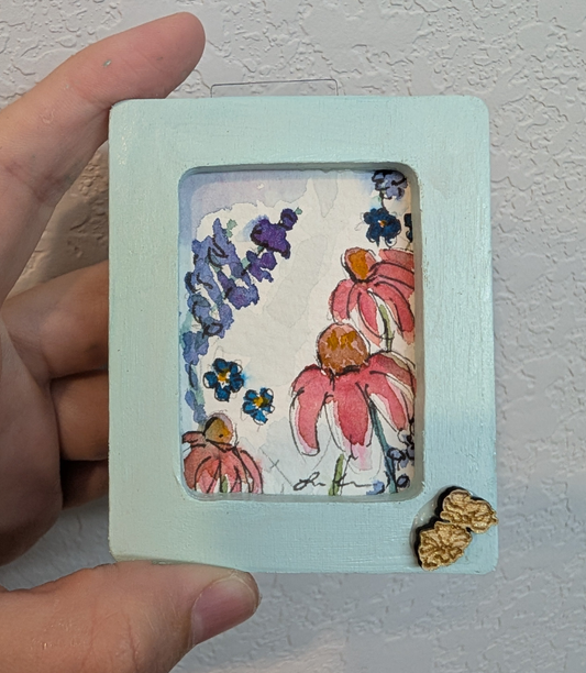 Mini Floral Painting - Original Watercolor Art by Lora Cavallin
