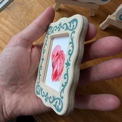 Set of 5 Mini Flamingo Art Frames with Easels – Miniframed – Ready to Display