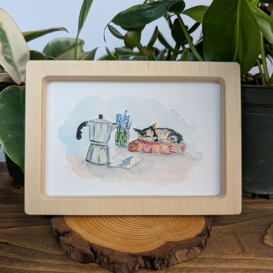 Cat and Moka Pot – Solidframe Art by Lora Cavallin