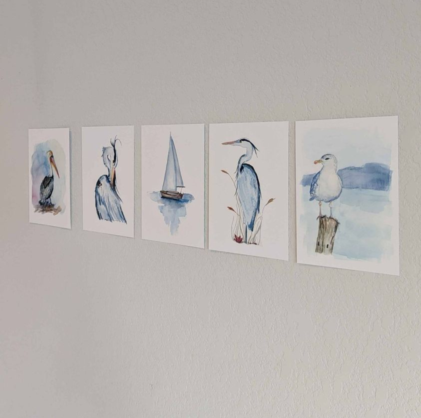 Coastal Art Prints - Set of 5 - Lora Cavallin Art - Not Framed Prints Only