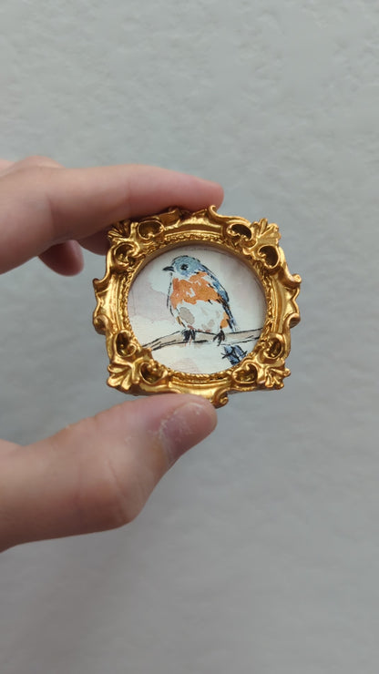 Mini Bluebird Painting - Tiny Original Watercolor Art