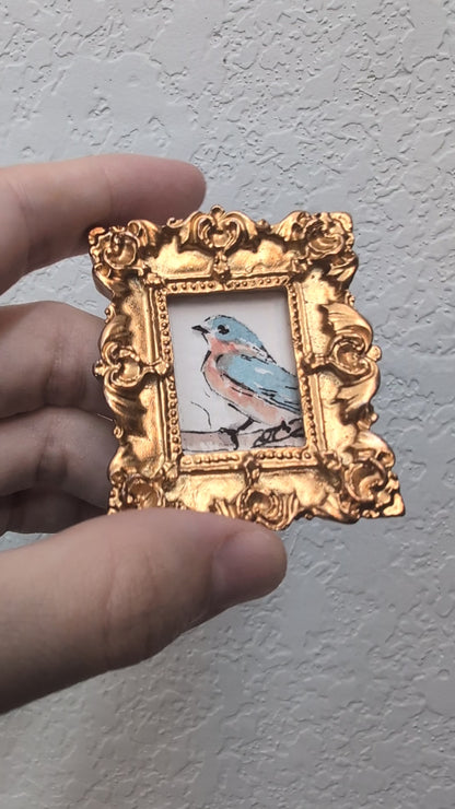 Mini Bluebird Painting - Original Watercolor Art by Lora Cavallin