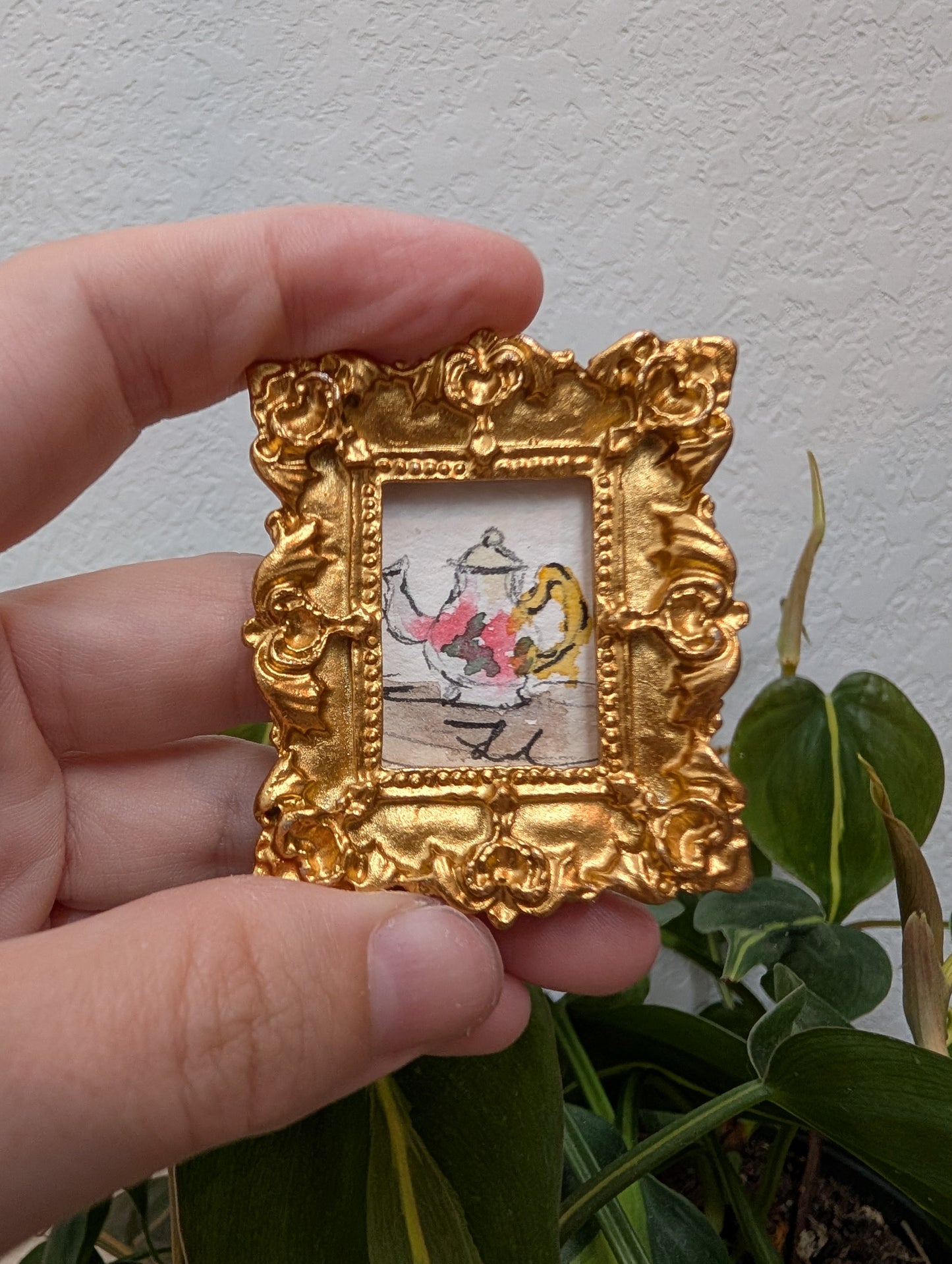 Mini Teapot Painting - Original Watercolor Art by Lora Cavallin