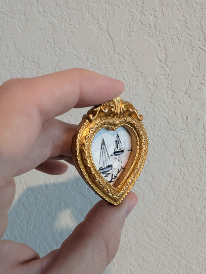 Mini Sailboat Painting - Original Watercolor Art by Lora Cavallin