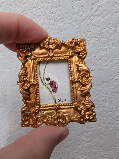 Mini Ladybug Painting - Original Watercolor Art by Lora Cavallin