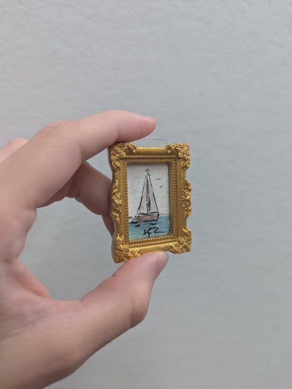Mini Sailboat Painting - Tiny Original Watercolor Art