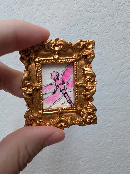 Mini Dragonfly Painting - Original Watercolor Art by Lora Cavallin