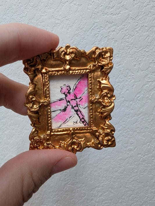 Mini Dragonfly Painting - Original Watercolor Art by Lora Cavallin