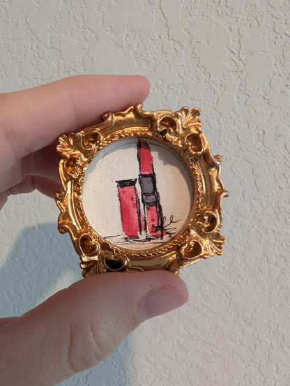 Mini Lipstick Painting - Original Watercolor Art by Lora Cavallin