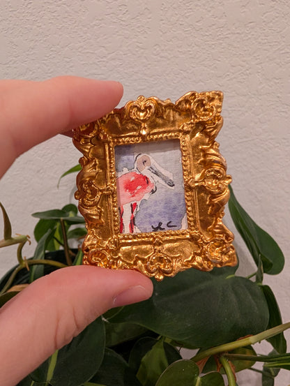 Mini Spoonbill Painting - Original Watercolor Art by Lora Cavallin