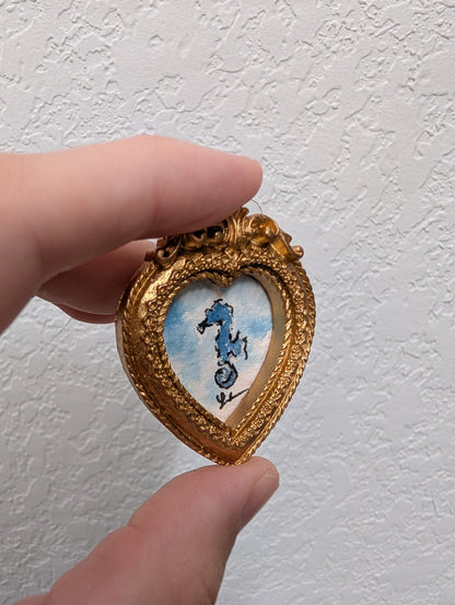 Mini Seahorse Painting - Original Watercolor Art by Lora Cavallin