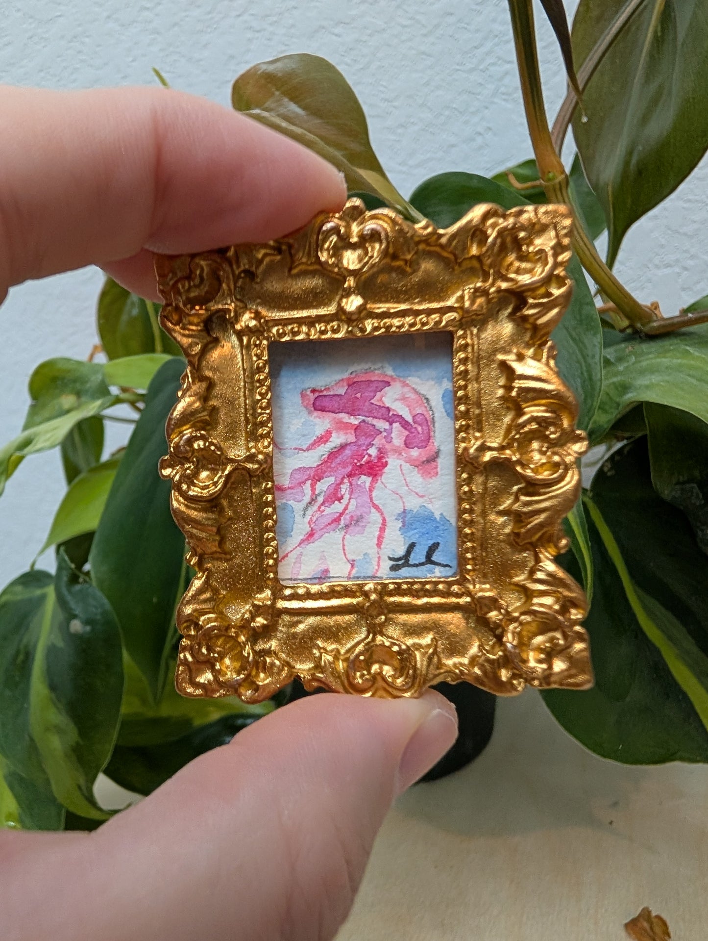 Mini Jellyfish Painting - Original Watercolor Art by Lora Cavallin