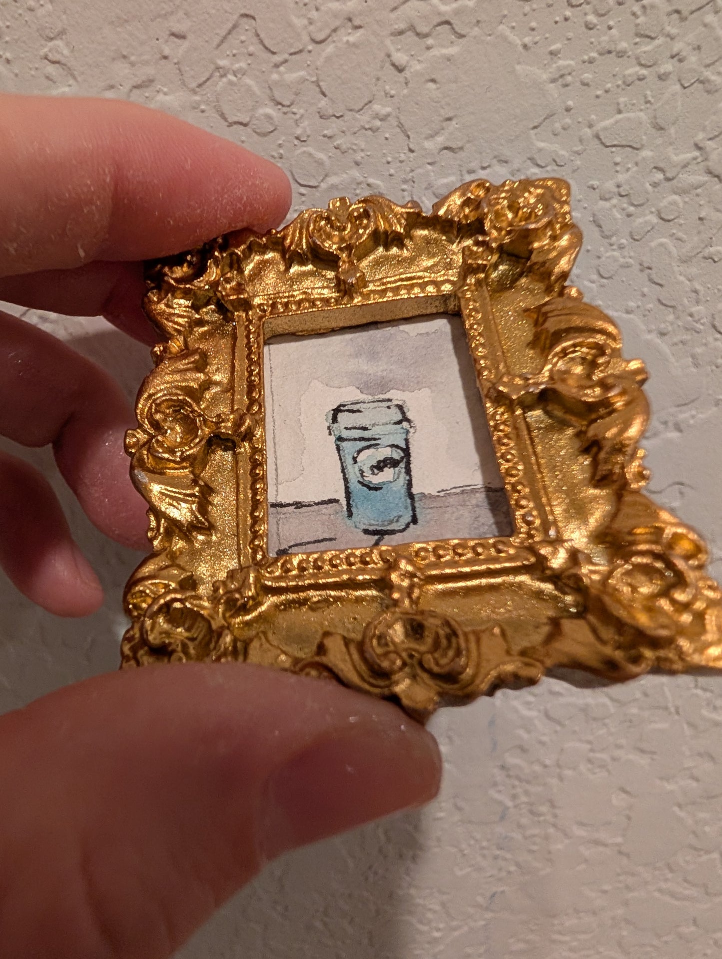 Mini Coffee Painting - Original Watercolor Art by Lora Cavallin