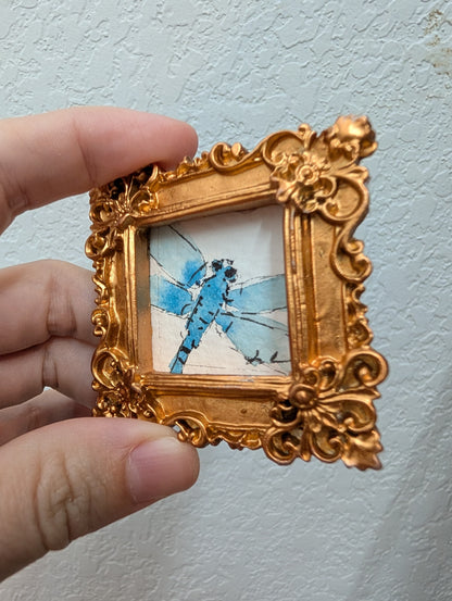 Mini Dragonfly Painting - Original Watercolor Art by Lora Cavallin