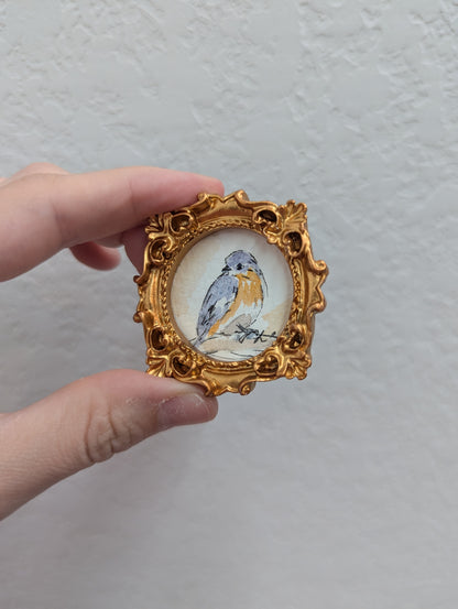 Mini Bluebird Painting - Tiny Original Watercolor Art