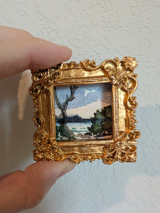 Mini Landscape Painting - Original Watercolor Art by Lora Cavallin