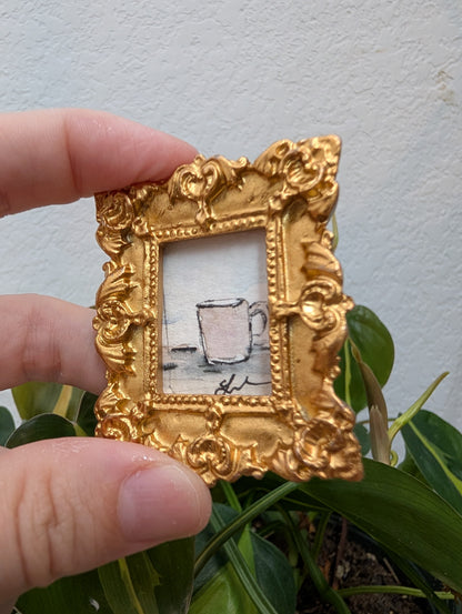 Mini Coffee Mug Painting - Original Watercolor Art by Lora Cavallin