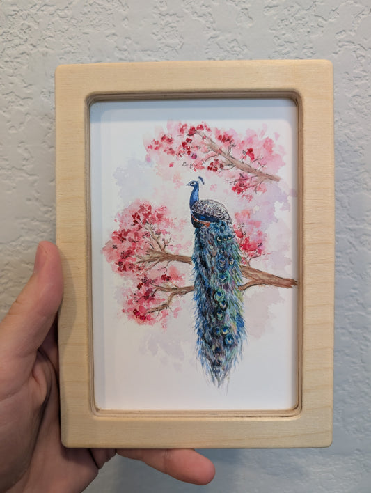 Peacock Facing Left Art Print - Solidframe Art by Lora Cavallin