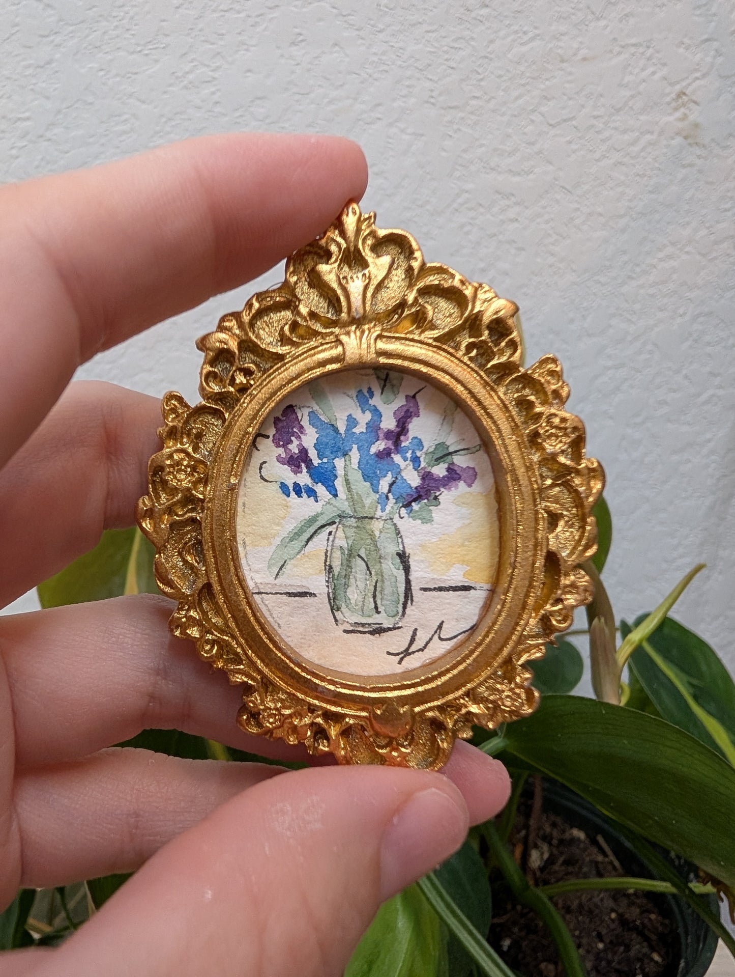 Mini Floral Painting - Original Watercolor Art by Lora Cavallin