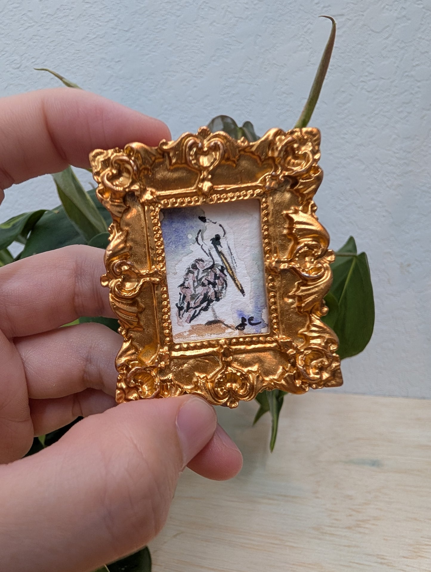 Mini Pelican Painting - Original Watercolor Art by Lora Cavallin