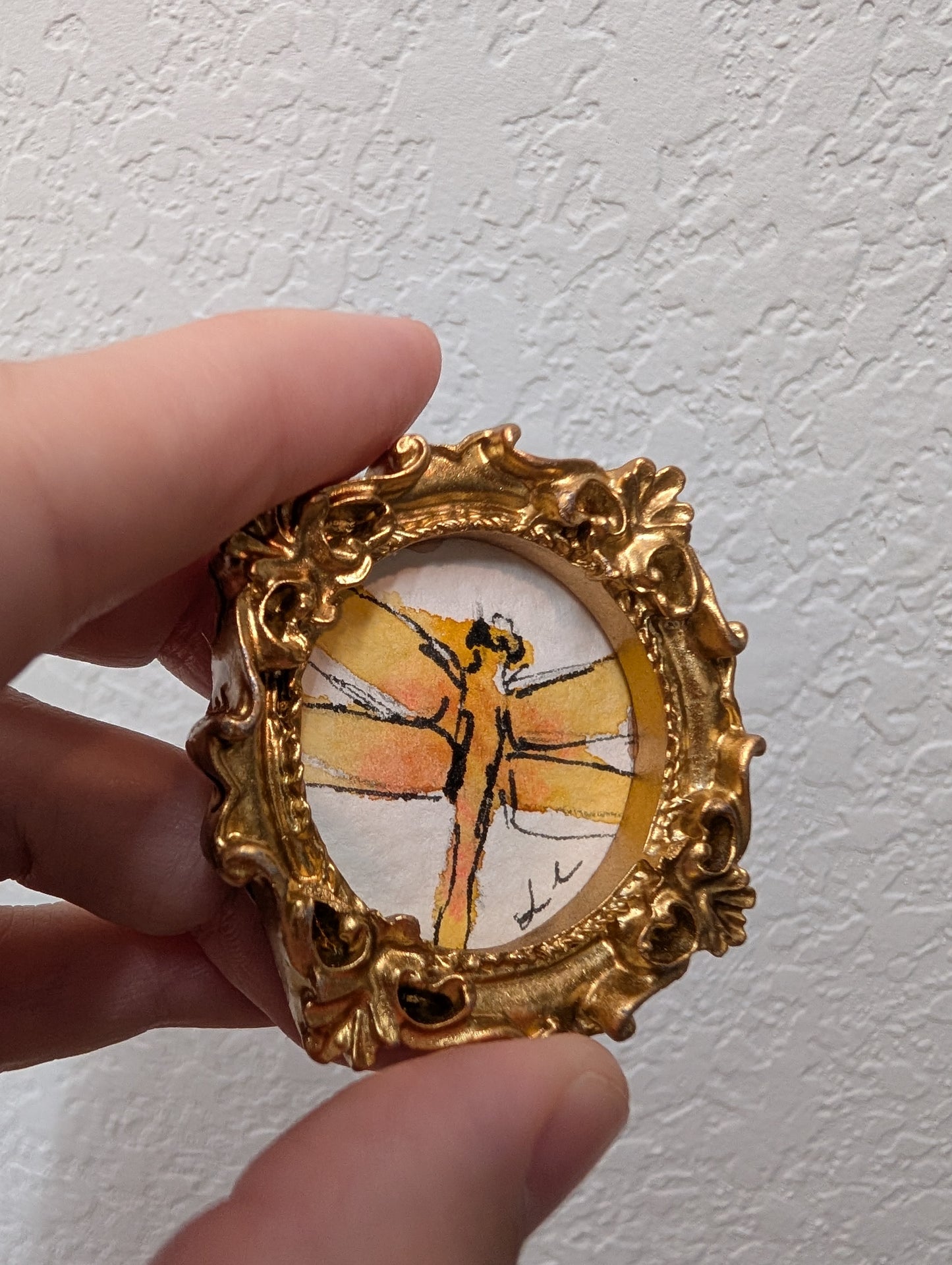 Mini Dragonfly Painting - Original Watercolor Art by Lora Cavallin