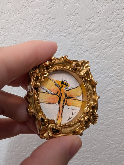 Mini Dragonfly Painting - Original Watercolor Art by Lora Cavallin